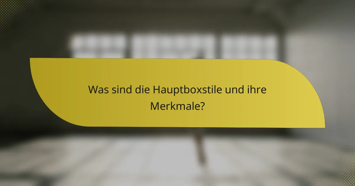 Was sind die Hauptboxstile und ihre Merkmale?
