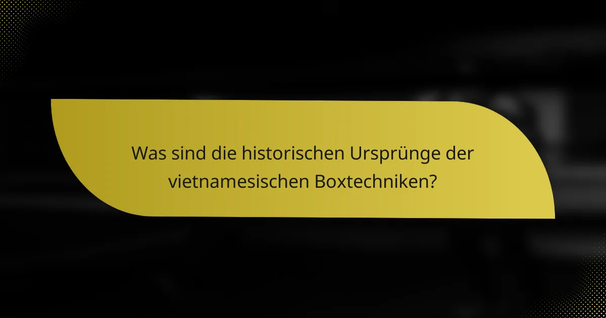 Was sind die historischen Ursprünge der vietnamesischen Boxtechniken?