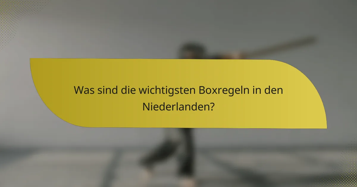 Was sind die wichtigsten Boxregeln in den Niederlanden?