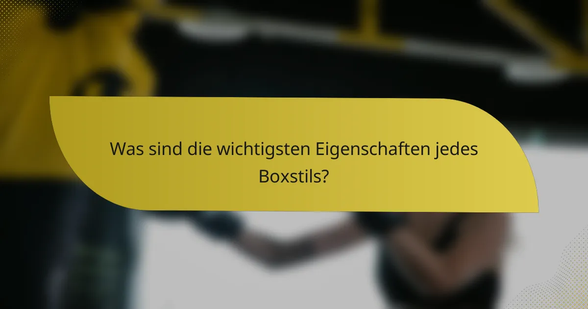 Was sind die wichtigsten Eigenschaften jedes Boxstils?