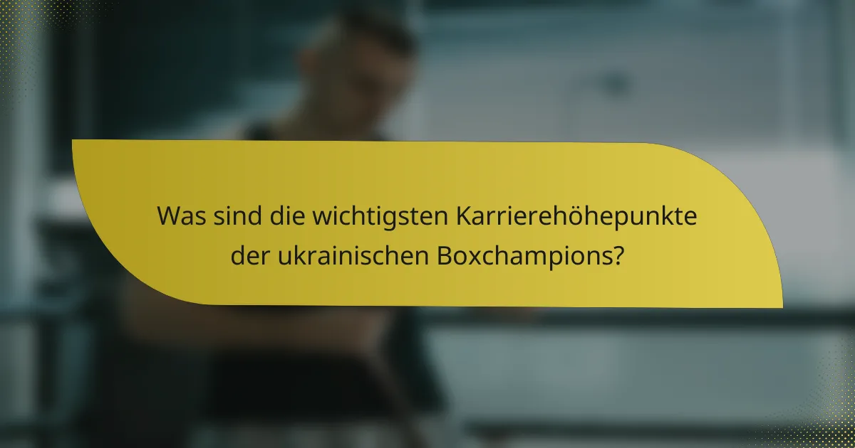 Was sind die wichtigsten Karrierehöhepunkte der ukrainischen Boxchampions?