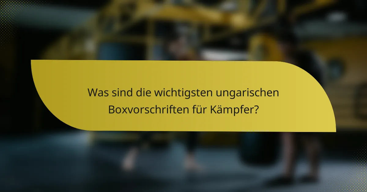 Was sind die wichtigsten ungarischen Boxvorschriften für Kämpfer?