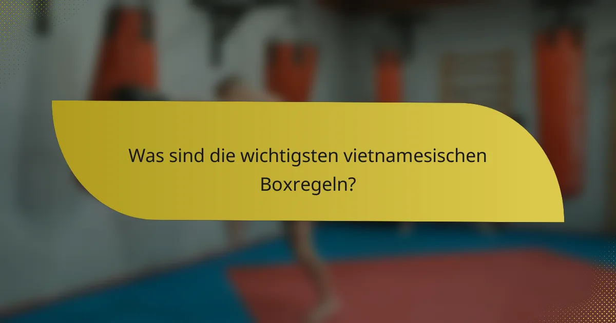 Was sind die wichtigsten vietnamesischen Boxregeln?
