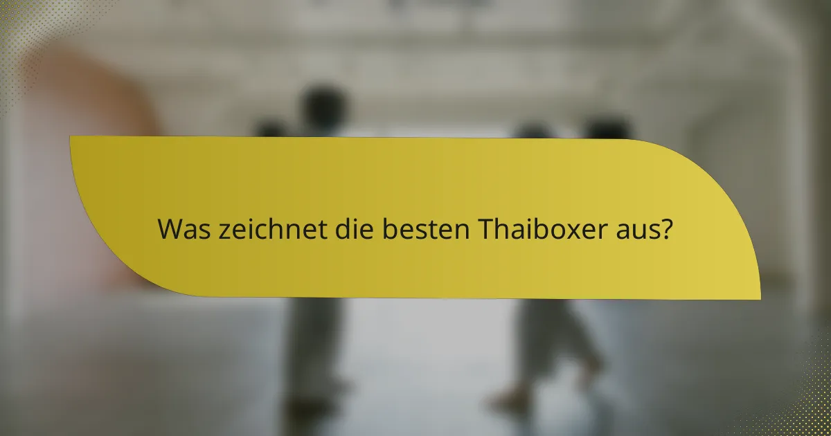 Was zeichnet die besten Thaiboxer aus?