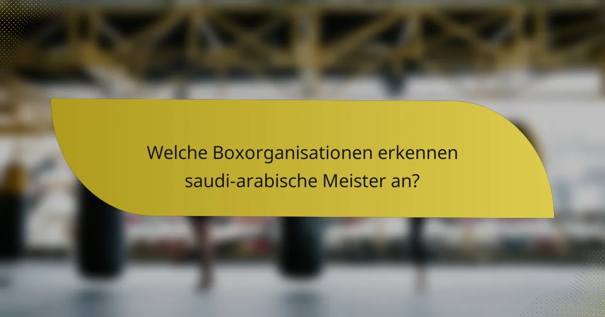 Welche Boxorganisationen erkennen saudi-arabische Meister an?
