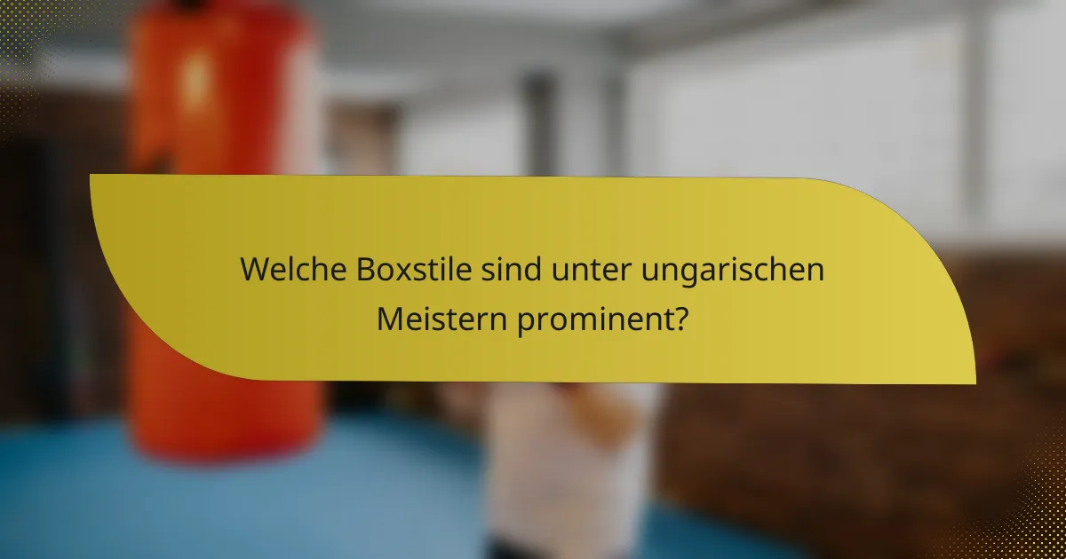 Welche Boxstile sind unter ungarischen Meistern prominent?