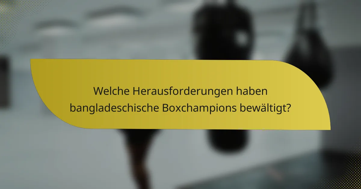 Welche Herausforderungen haben bangladeschische Boxchampions bewältigt?