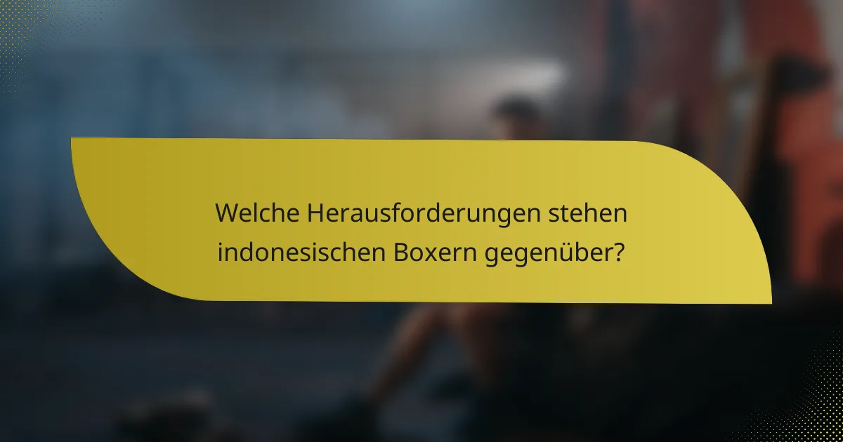 Welche Herausforderungen stehen indonesischen Boxern gegenüber?