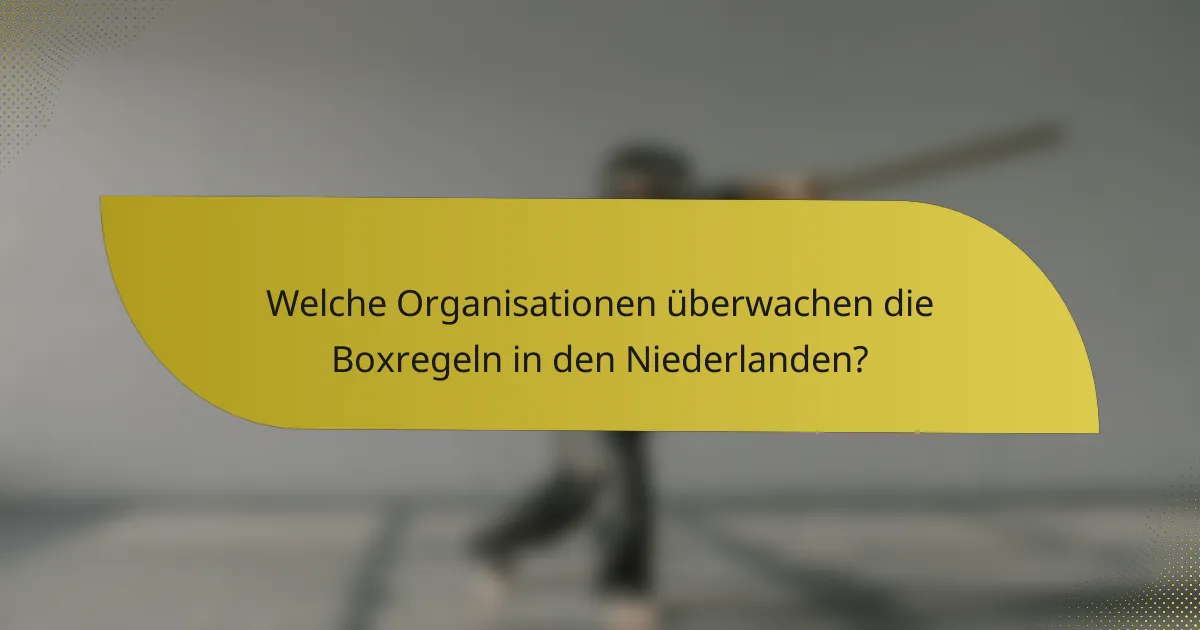 Welche Organisationen überwachen die Boxregeln in den Niederlanden?