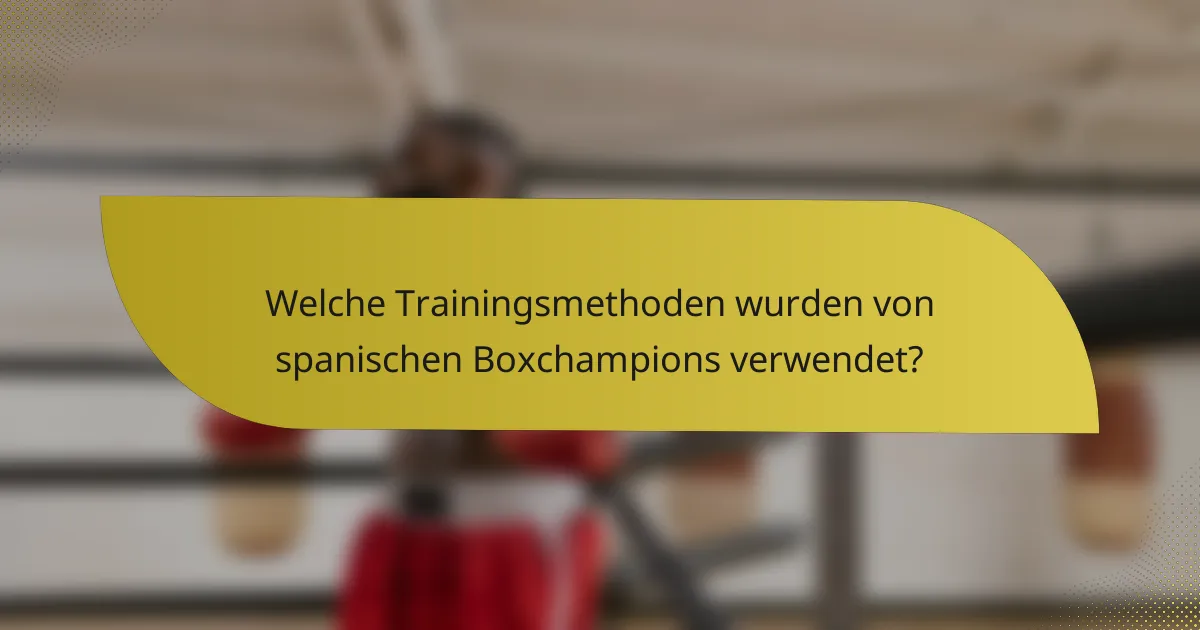 Welche Trainingsmethoden wurden von spanischen Boxchampions verwendet?
