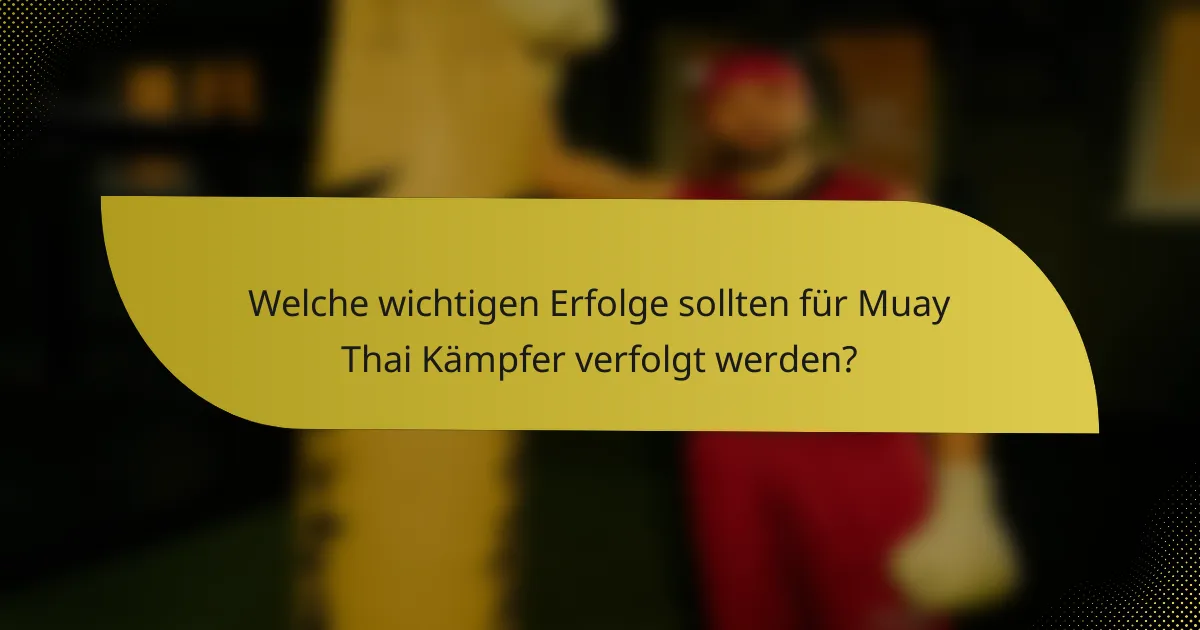 Welche wichtigen Erfolge sollten für Muay Thai Kämpfer verfolgt werden?