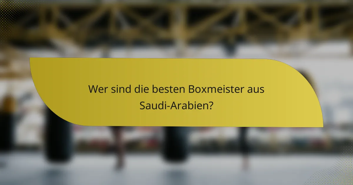 Wer sind die besten Boxmeister aus Saudi-Arabien?