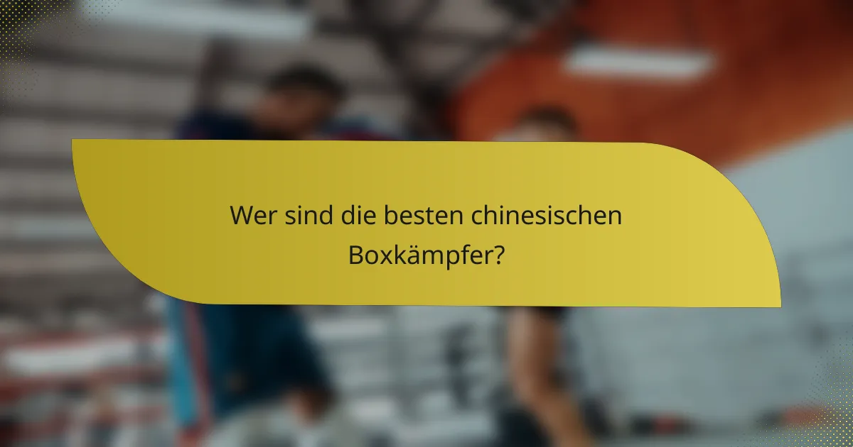 Wer sind die besten chinesischen Boxkämpfer?
