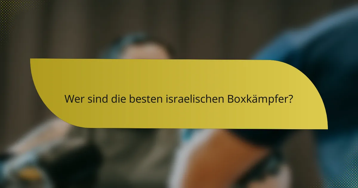 Wer sind die besten israelischen Boxkämpfer?