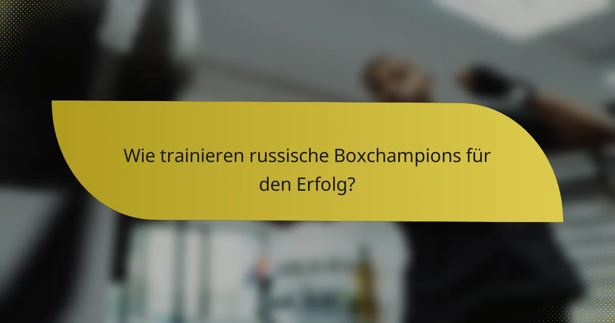 Wie trainieren russische Boxchampions für den Erfolg?