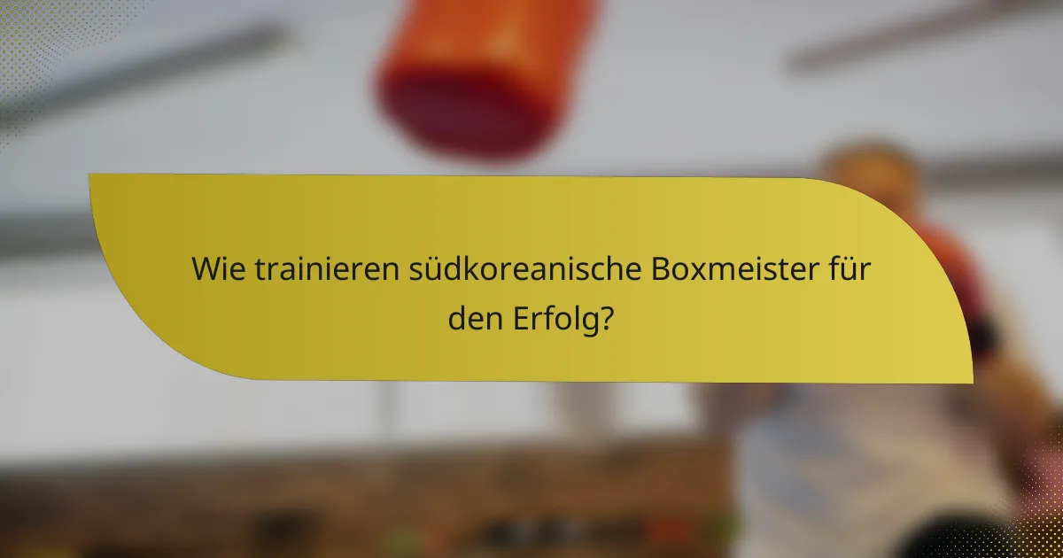 Wie trainieren südkoreanische Boxmeister für den Erfolg?